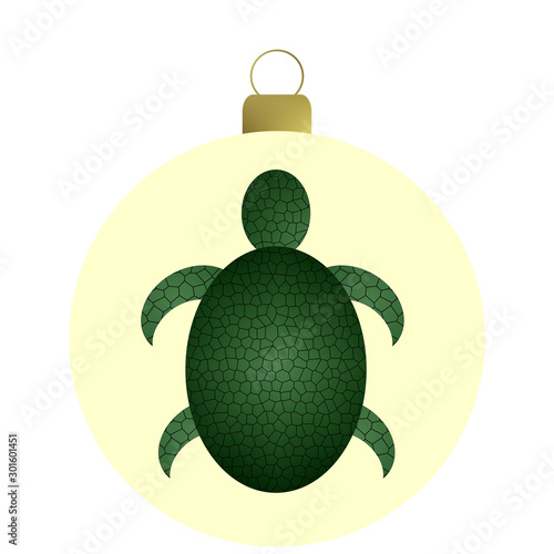 Weihnachtskugel, Schildrötenmotiv grün
