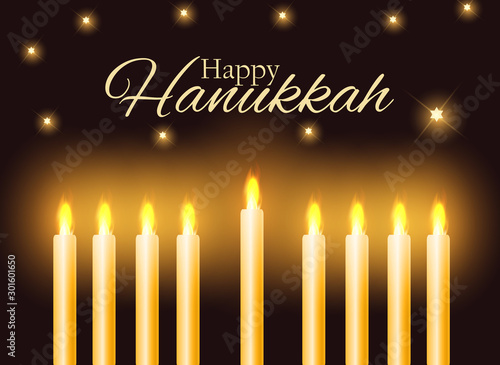 Happy Hanukkah, Jewish Holiday Background. Vector Illustration. Hanukkah is the name of the Jewish holiday