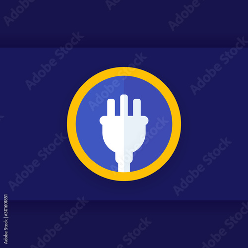 uk electrical plug icon, vector logo