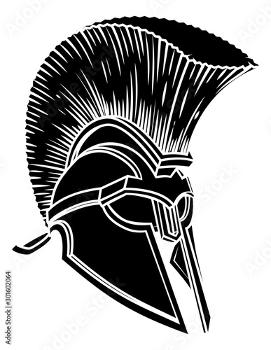 A warriors ancient Greek Spartan, Roman gladiator or trojan helmet
