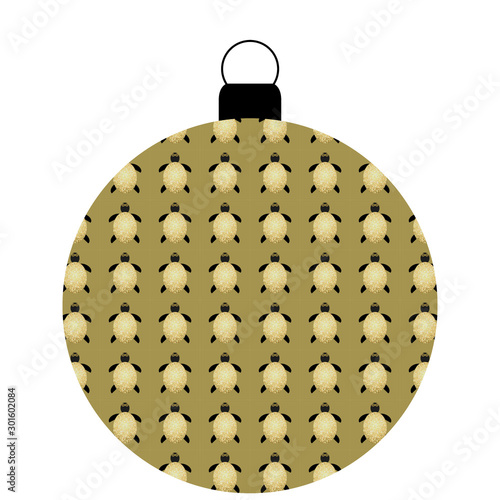 Weihnachtskugel gold, Schildrötenmuster