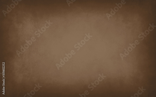 Brown background with soft blurred marbled texture grunge on borders, old vintage distressed brown paper or leather texture illustration with center copyspace