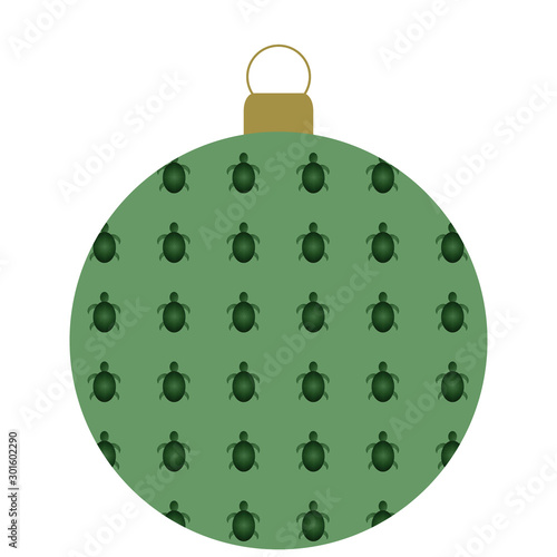 Weihnachtskugel grün, Schildrötenmuster