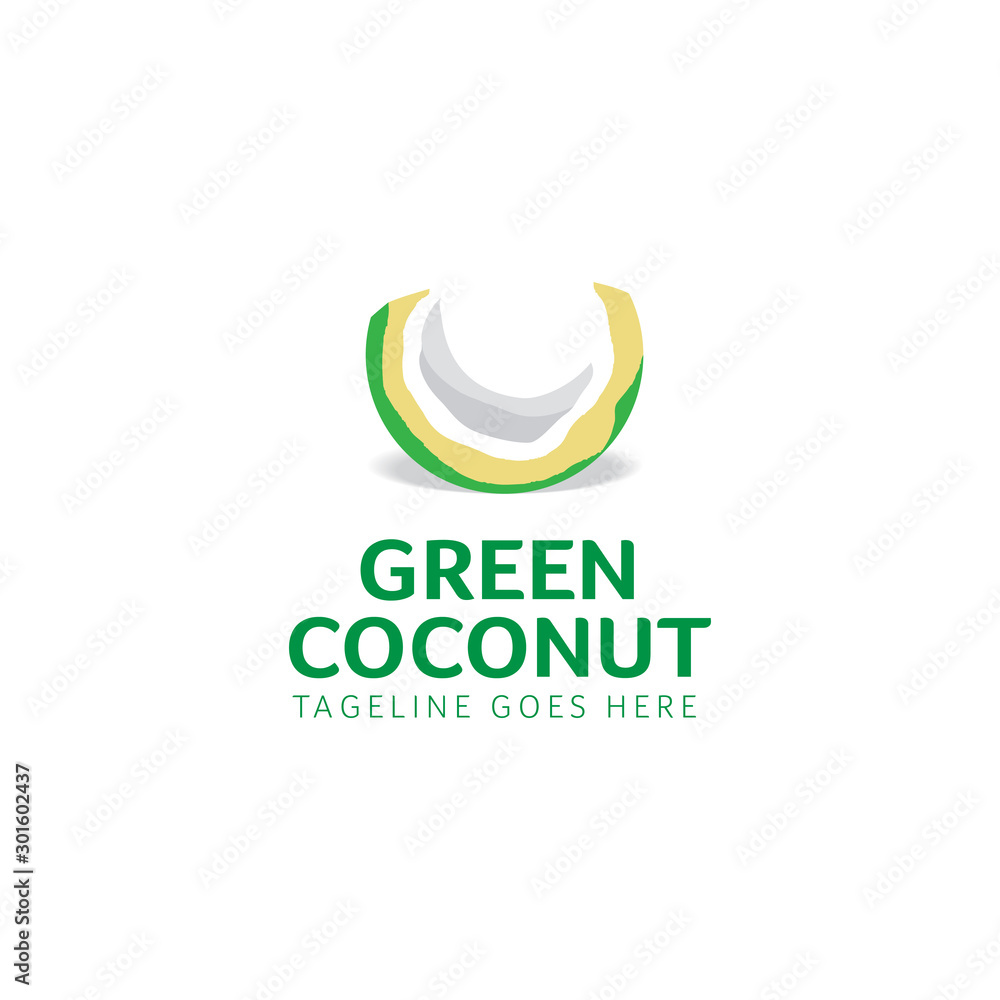 Logo Design Concept with Coconut Fruit Vector Icon Logo Design Concept with Coconut Fruit Vector Icon