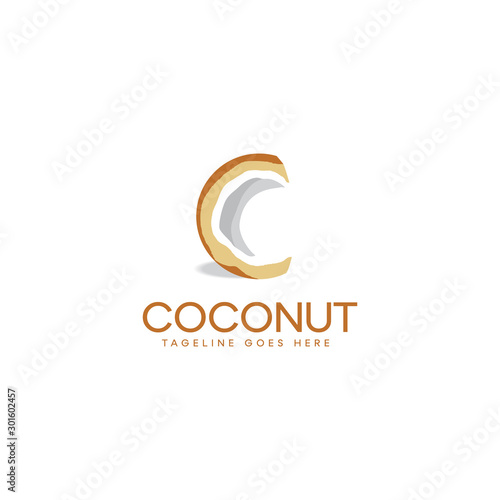 Logo Design Concept with Coconut Fruit Vector Icon 
