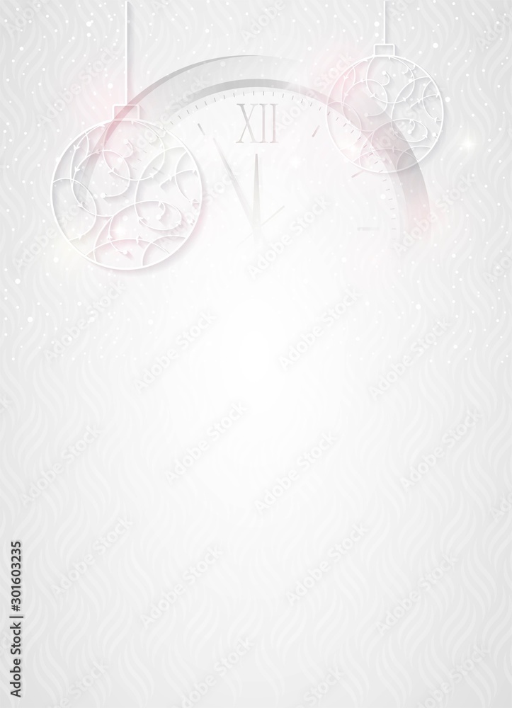 New Year white sparkling background. Elegant Christmas silver background with Silver glitter balls. Vector illustration. New Year white sparkling background. Elegant Christmas silver background with Silver glitter balls. Vector illustration.