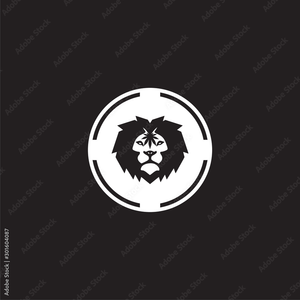 Lion icon isolated on black background