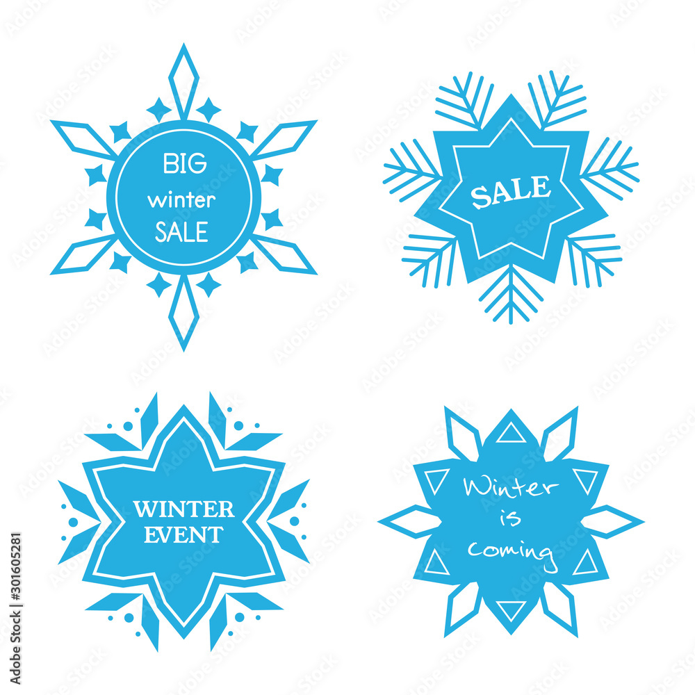 Set of winter emblems in the form of snowflakes. Set of winter emblems in the form of snowflakes.