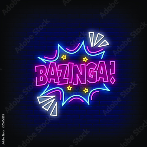 Fototapeta Bazinga Neon Signs Style Text Vector