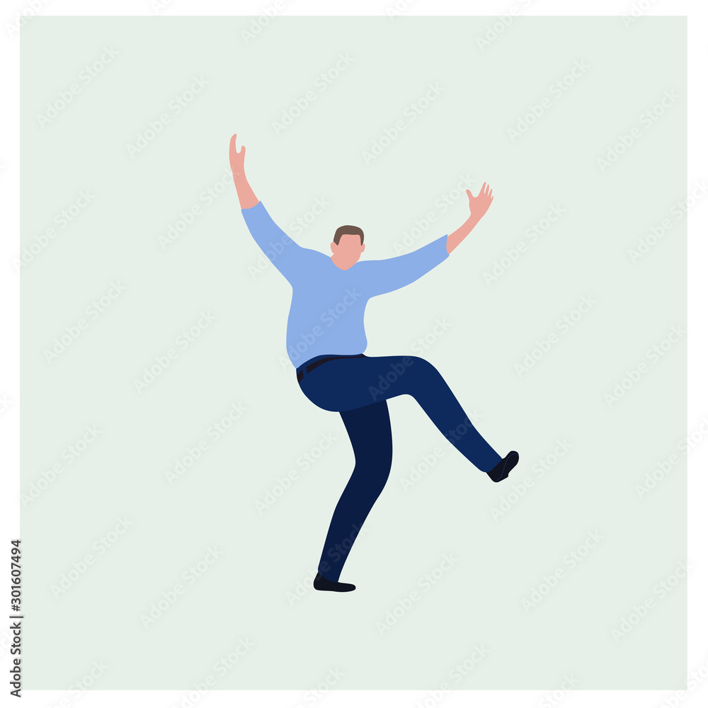 Vector man pose isolated character, business illustration, people standing