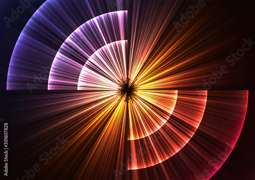 multicolor abstract circle background, digital overlap layer line, simple technology design template, vector illustration