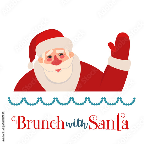 Brunch with Santa Fancy Holiday vector flat icon