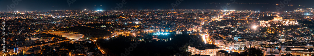 Athen Panorama bei Nacht