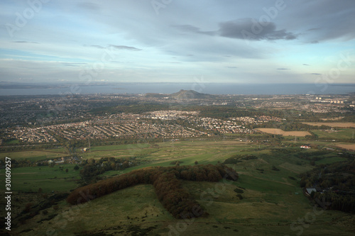 Top view from a hill on the city of Edinburgh, Pentland Hills Regional Park, Scotland photo