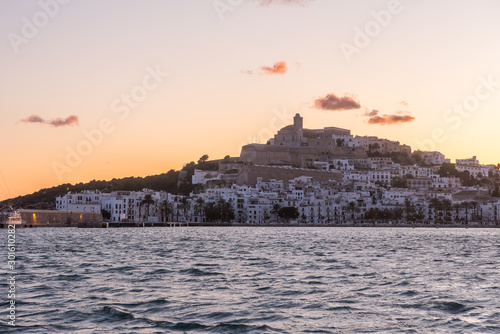 Cityscape of Dalt Vila from Marina Ibiza, Ibiza, Spain photo
