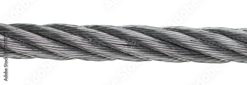 Steel hawser macro isolated on white background