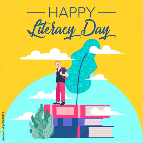 International Literacy Day poster. Education concept vector illustration.
