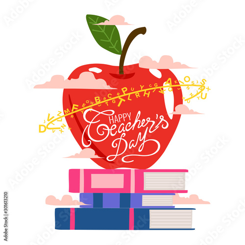 Creative abstract, banner or poster for Happy Teacher's Day with nice and creative design illustration.