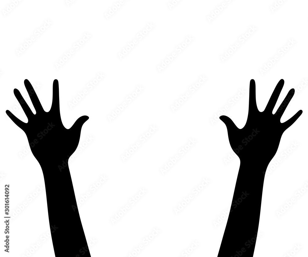  Silhouette of raised up human hands
