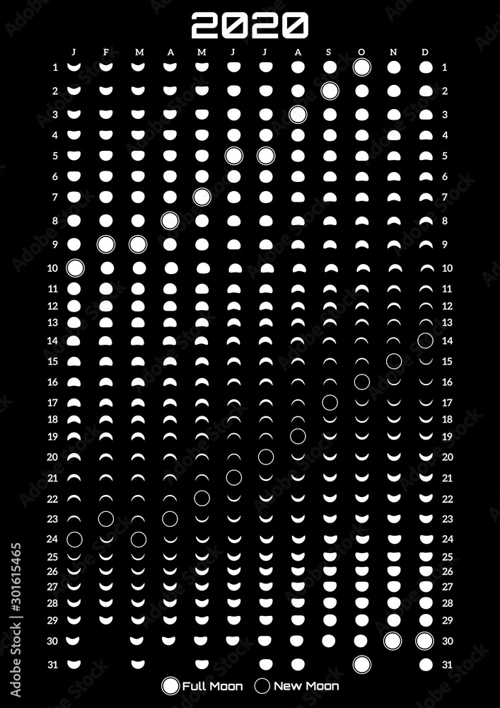 Printable template with lunar calendar on a black background Stock ...