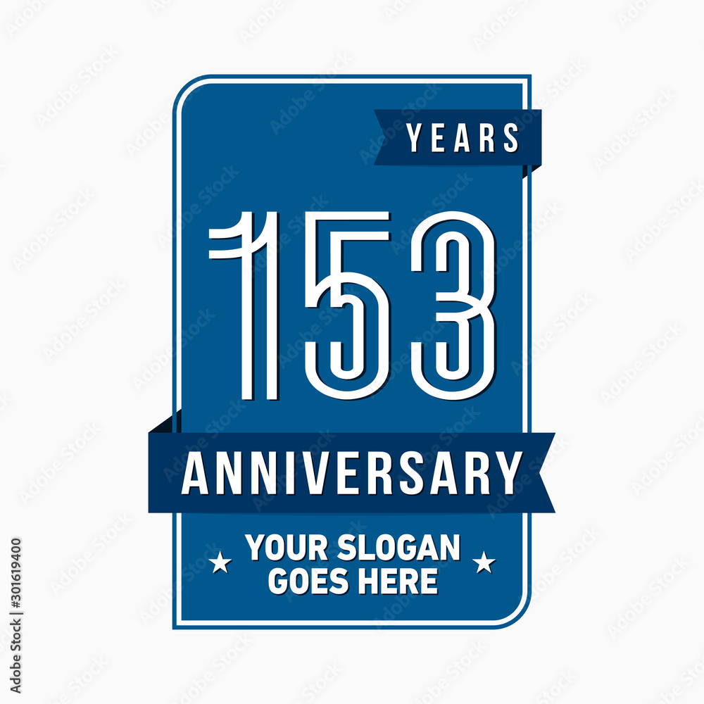 153 years anniversary design template. One hundred and fifty-three years celebration logo. Vector and illustration.