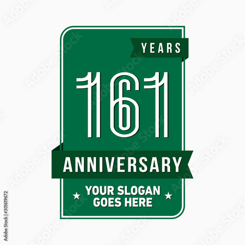 161 years anniversary design template. One hundred and sixty-one years celebration logo. Vector and illustration.