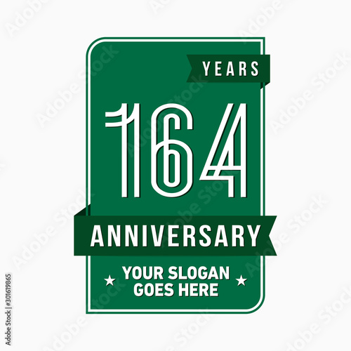 164 years anniversary design template. One hundred and sixty-four years celebration logo. Vector and illustration. photo