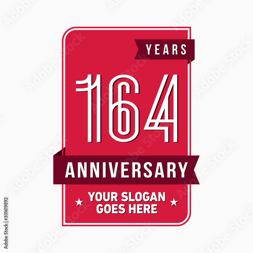 164 years anniversary design template. One hundred and sixty-four years celebration logo. Vector and illustration. photo