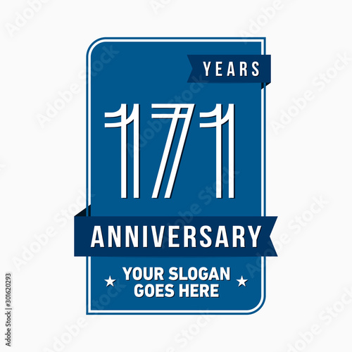 171 years anniversary design template. One hundred and seventy-one years celebration logo. Vector and illustration.