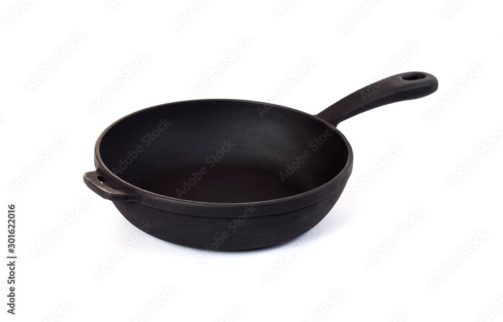Cast iron pan with handle isolated on white background Cast iron pan with handle isolated on white background