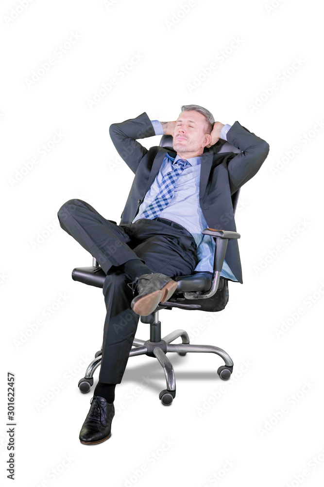 Businessman relaxed and sleeping on armchair Businessman relaxed and sleeping on armchair