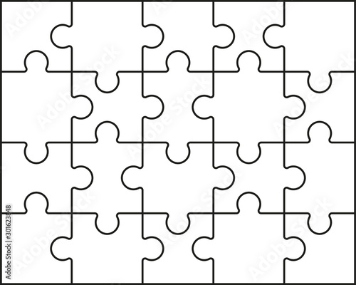 Puzzle template on white background. Vector