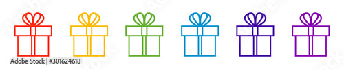Gift box simple icons set. Vector