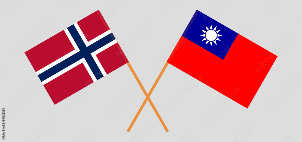 Crossed flags of Taiwan and Norway