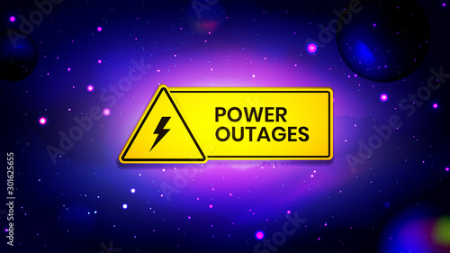 Power outages on outer space background.