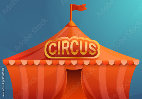 Circus on blue background concept banner. Cartoon illustration of circus on blue background vector concept banner for web design