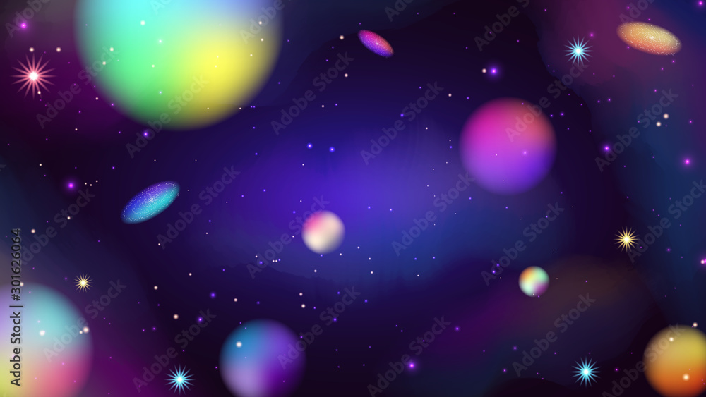 Fototapeta premium Colorful Space Galaxy Background with Shining Stars, Stardust and Nebula. Vector Illustration