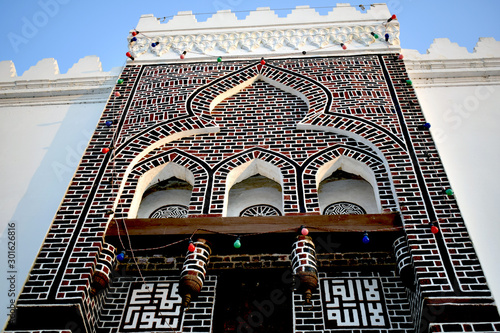 Obraz na płótnie Abu Mandoor mosque amazing gate in Rasheed city, Egypt, built 400 years ago