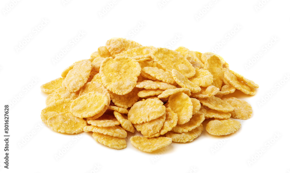 Corn flakes on white background Corn flakes on white background