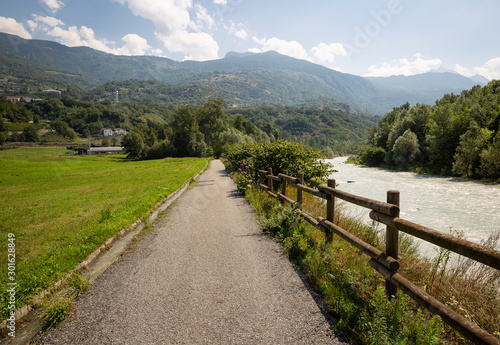 Dora Baltea route next to Saint-Vincent, Aosta Valley, Italy
