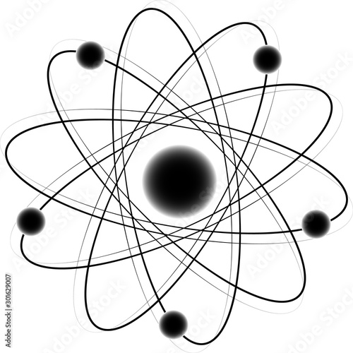 vector illustration. Atom. five electrons. white background. Physics