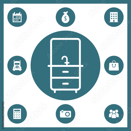 Bathroom sink outline icon for web and mobile