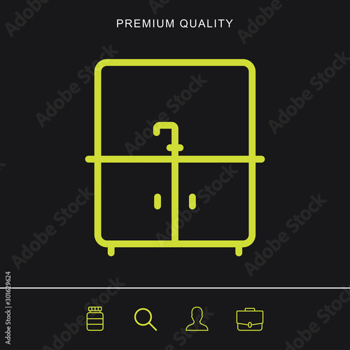 Bathroom sink outline icon for web and mobile