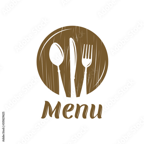 Restaurant menu logo or label. Cooking, cuisine concept. Vector