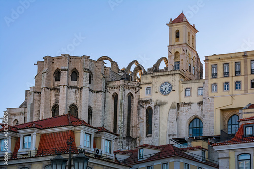 Building architecture seen from Calcada Do Duque street in the Old town of Lisbon, top tourists attraction in Portugal