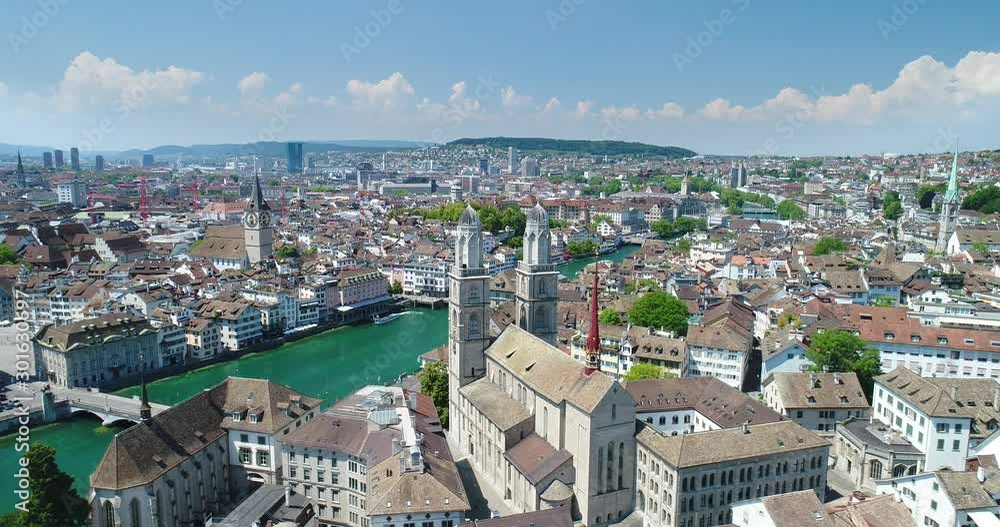 Zurich Skyline with River and Churches, Switzerland