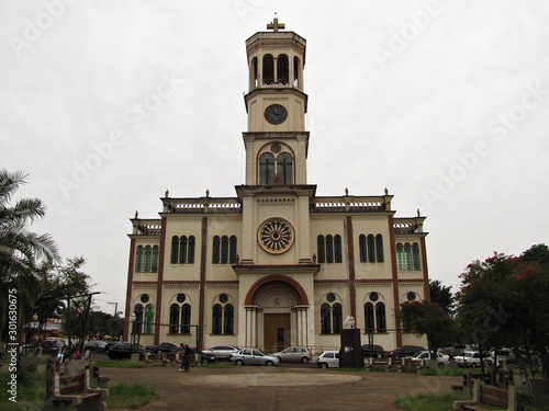 Old church and its square in a country town in Brazil - Assis/SP
