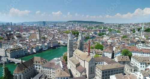 Zurich Skyline with River and Churches, Switzerland