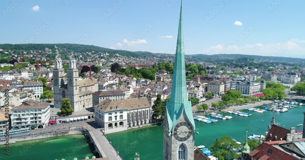 Zurich Skyline with River and Churches, Switzerland