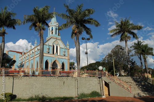 Old church and its square in a country town in Brazil - Olímpia - São Paulo - Brazil photo